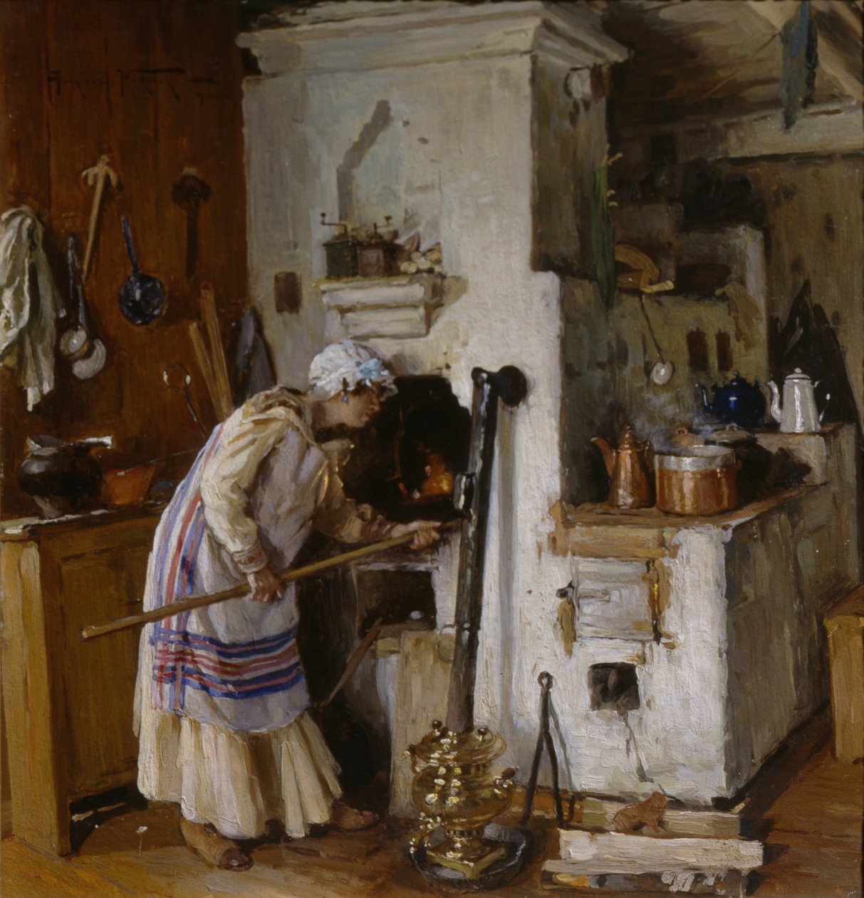 A New Home Dare. At the Stove by Alexander Vladimirovich Makovsky