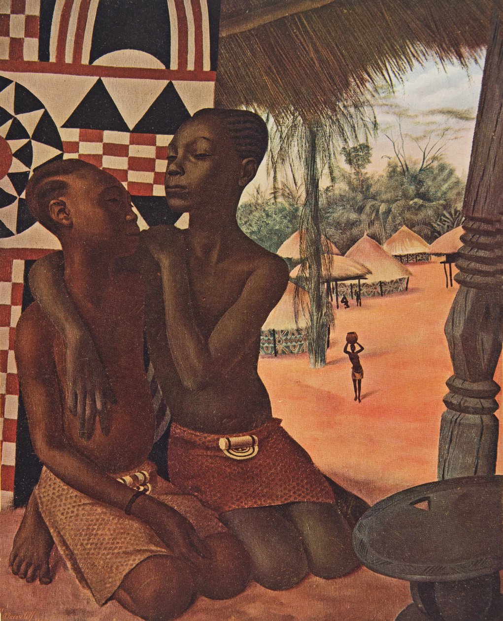 Titi and Naranghe, daughters of Chief Eki Bondo (Upper Ouelle) (One from a Mangbetou mother, the other from a Matchaga mother), from Dessins et Peintures d