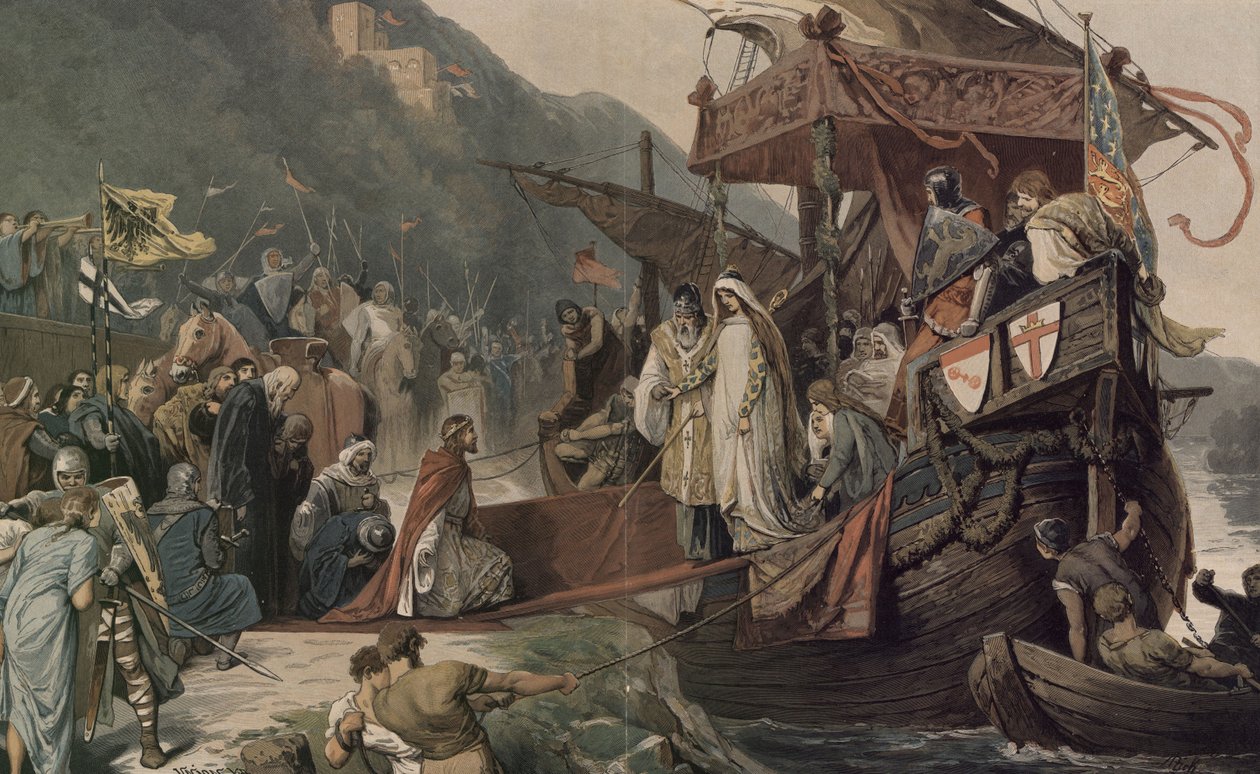 Emperor Frederick II receives at Stolzenfels his bride Isabella by Alexander Zick