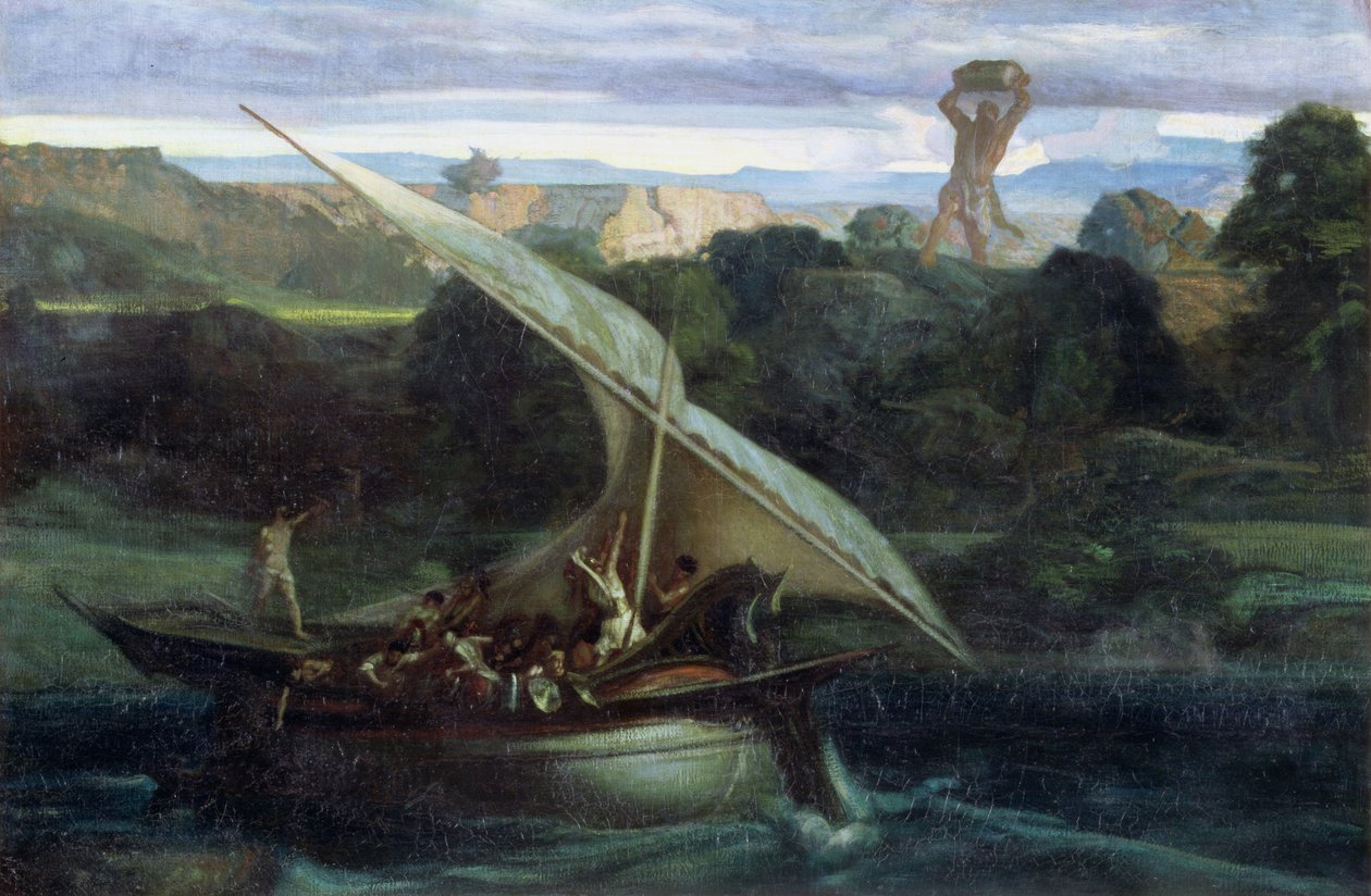 Polyphemus attacking sailors in their boat by Alexandre Gabriel Decamps