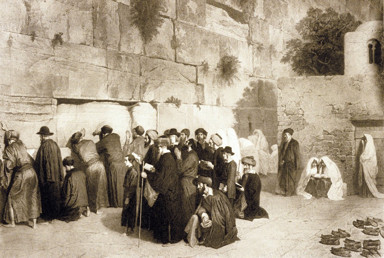 Jewish People at the Western Wall, Jerusalem by Alexandre (after) Bida