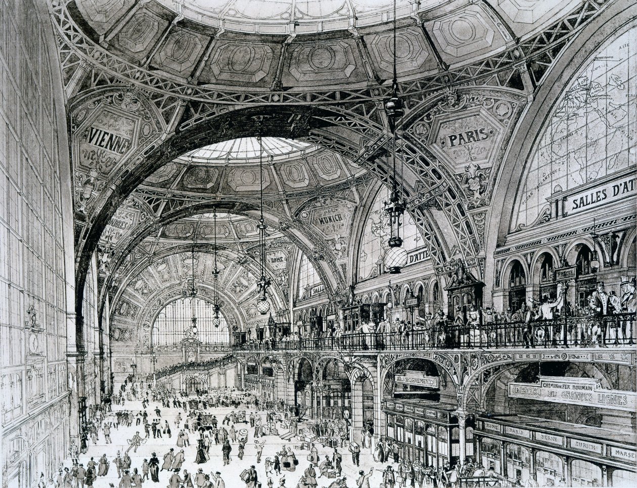 Central Station, Bucharest, Romania, from Orientalisme et Architecture Contemporaine by Alexandre Auguste Louis Marcel