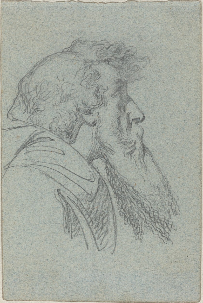 Bearded Man Looking Up / Cloaked Figure with Raised Arms by Alexandre Bida