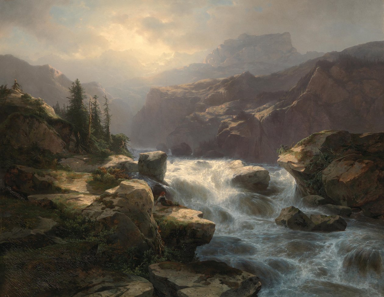 Handeck Waterfall at Grimsel by Alexandre Calame