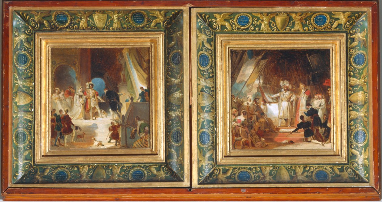 Francis I and his court receive works from Italy by Primaticcio - Francis I knighted by Bayard by Alexandre Evariste Fragonard