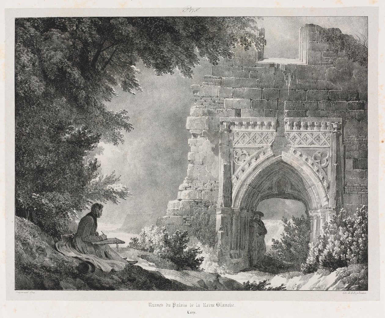 Picturesque and Romantic Journeys in Old France: Ruins of the Palace of the White Queen by Alexandre Evariste Fragonard