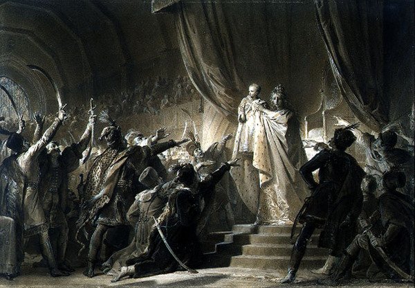 The Empress Maria-Theresa (1717-80) presenting the future Joseph II to the Magnates of Hungary by Alexandre Evariste Fragonard