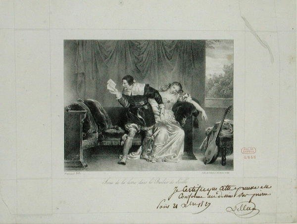 The Letter Scene from the Opera The Barber of Seville by Rossini engraved by Villain de Sevres by Alexandre Evariste Fragonard