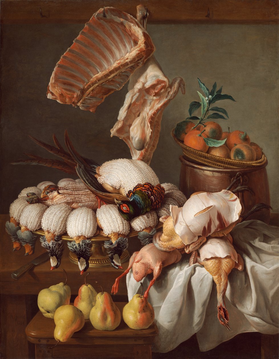Still Life with Dressed Game, Meat, and Fruit by Alexandre Francois Desportes