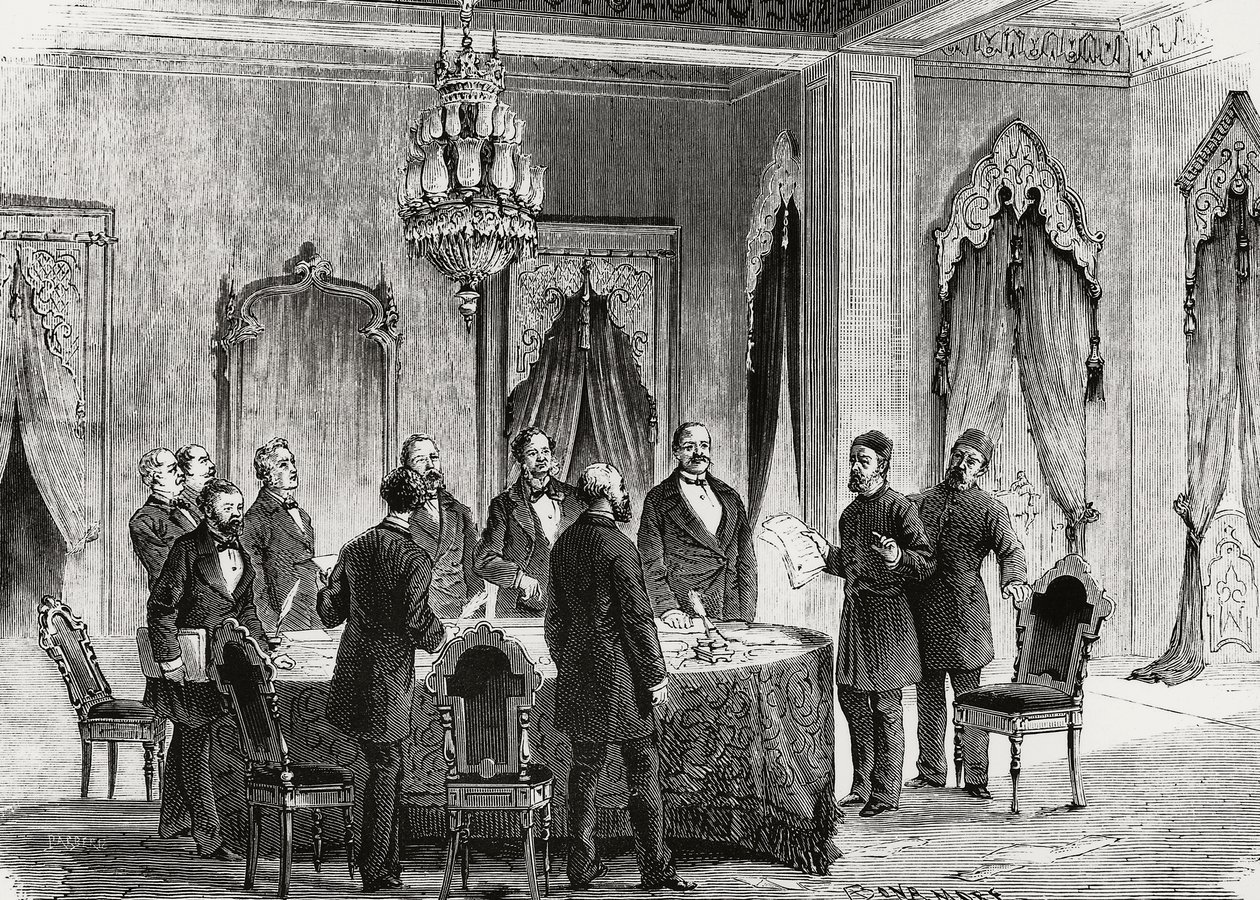 Constantinople Conference, December 1876, Engraving, Turkey by Nicolas Toussaint Charlet