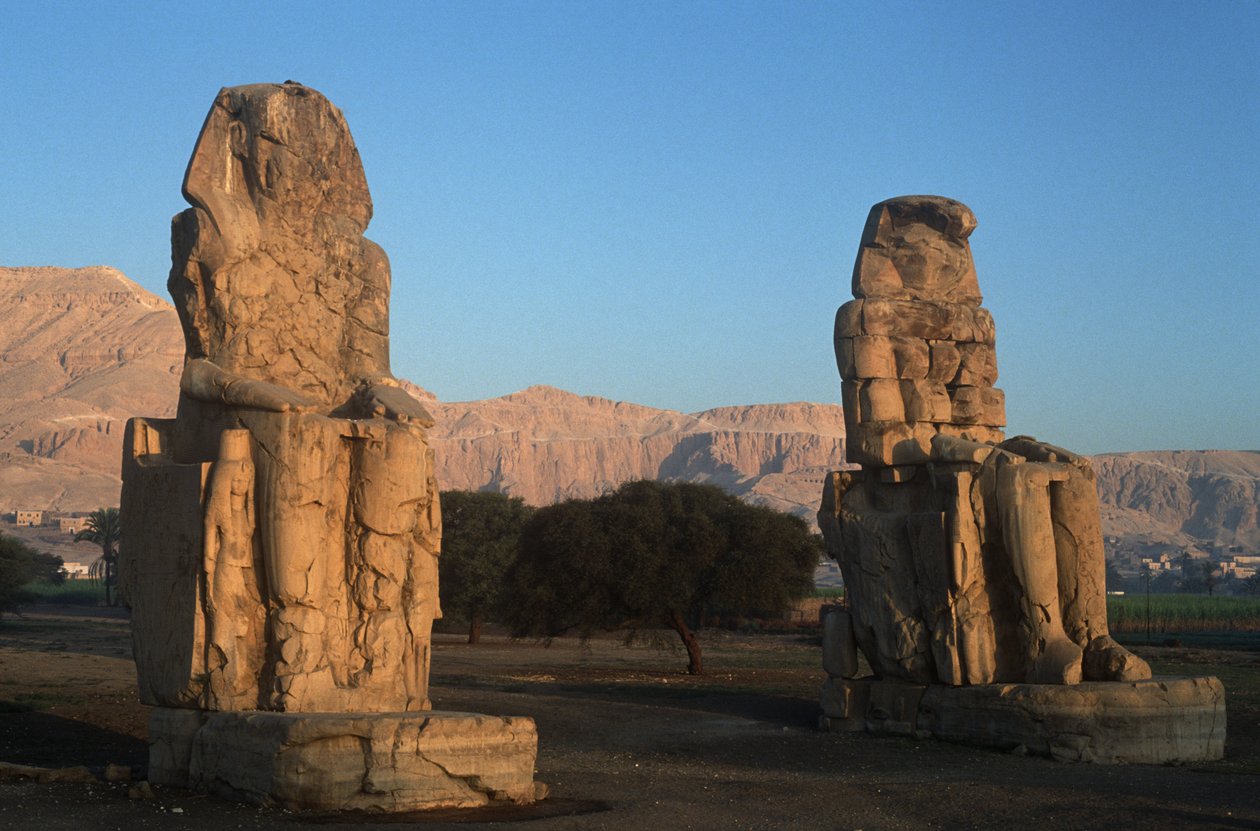 Statues of Amenhotep III, Colossi of Memnon, ancient Thebes, Egypt by Nicolas Toussaint Charlet