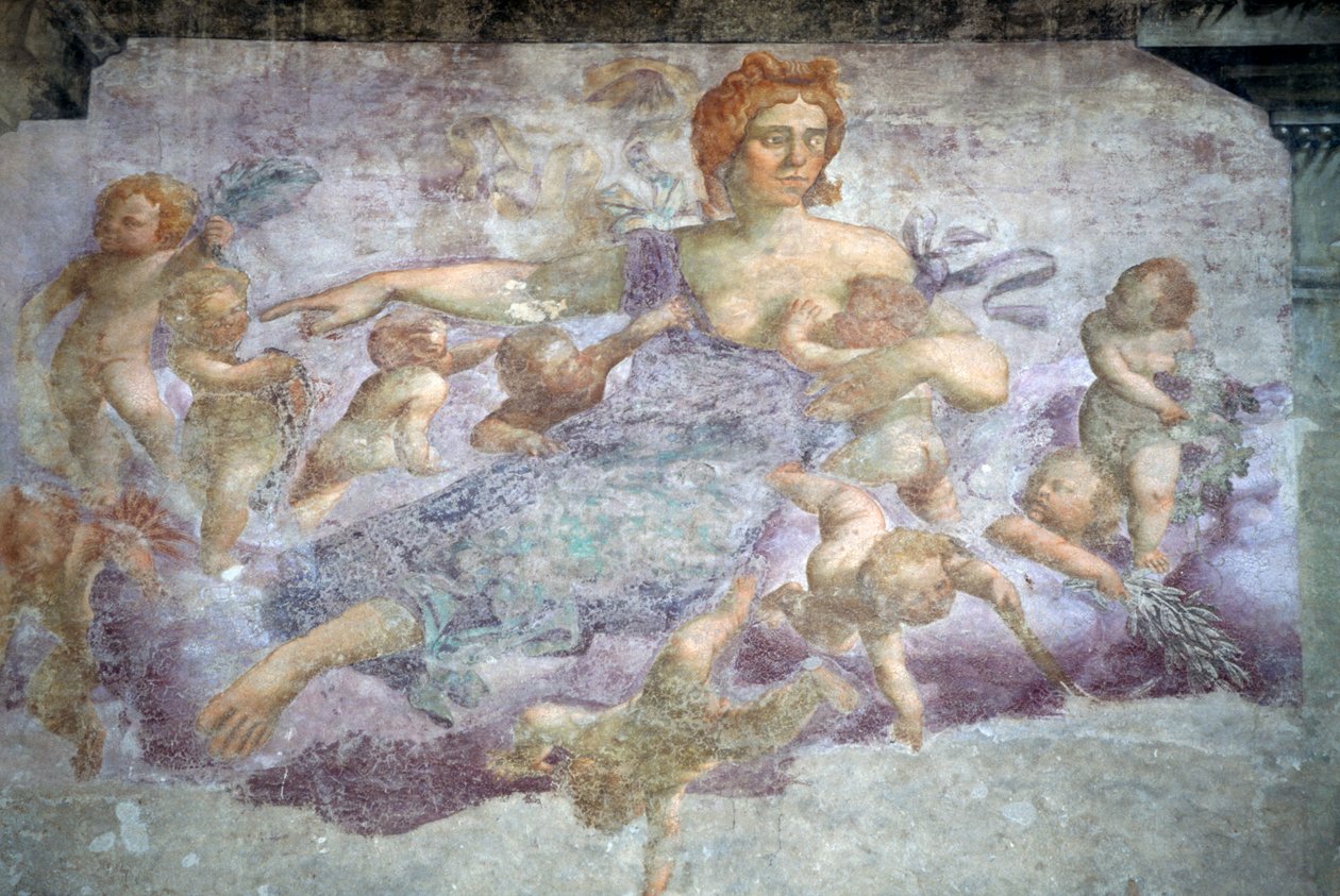 One of the Frescoes from the Mazzanti Houses, Piazza delle Erbe, Verona by Nicolas Toussaint Charlet
