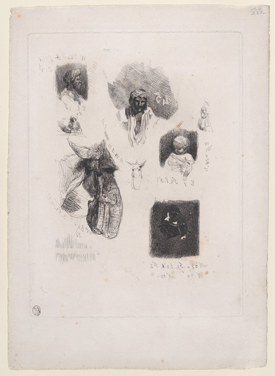Leaf of Sketches, 1833-38 by Alexandre Gabriel Decamps