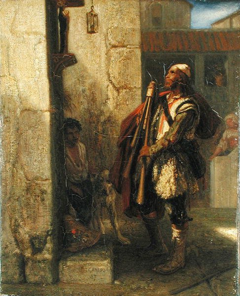 Pifferaro in front of a Madonna, 1847 by Alexandre Gabriel Decamps