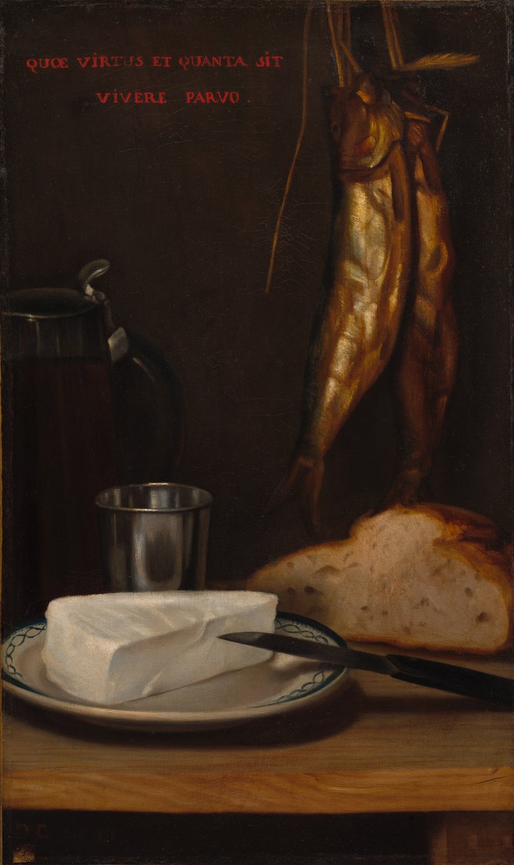 Still Life with Herring, Bread, and Cheese, 1858 by Alexandre Gabriel Decamps