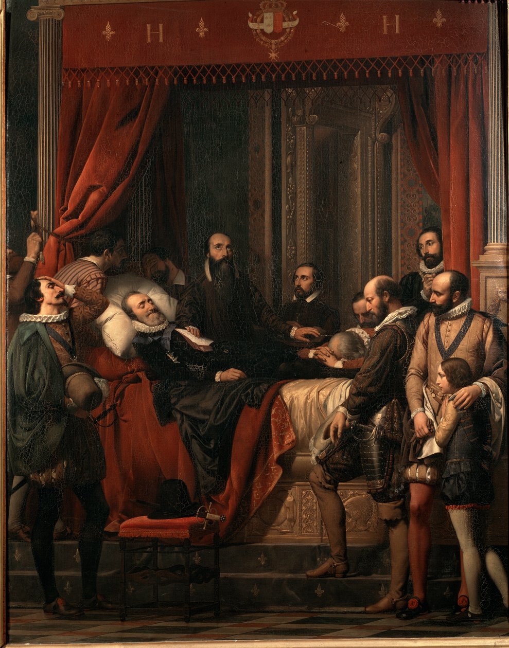 The death of Henry IV king of France, his body displayed in the Louvre by Alexandre Jean Baptiste Hesse