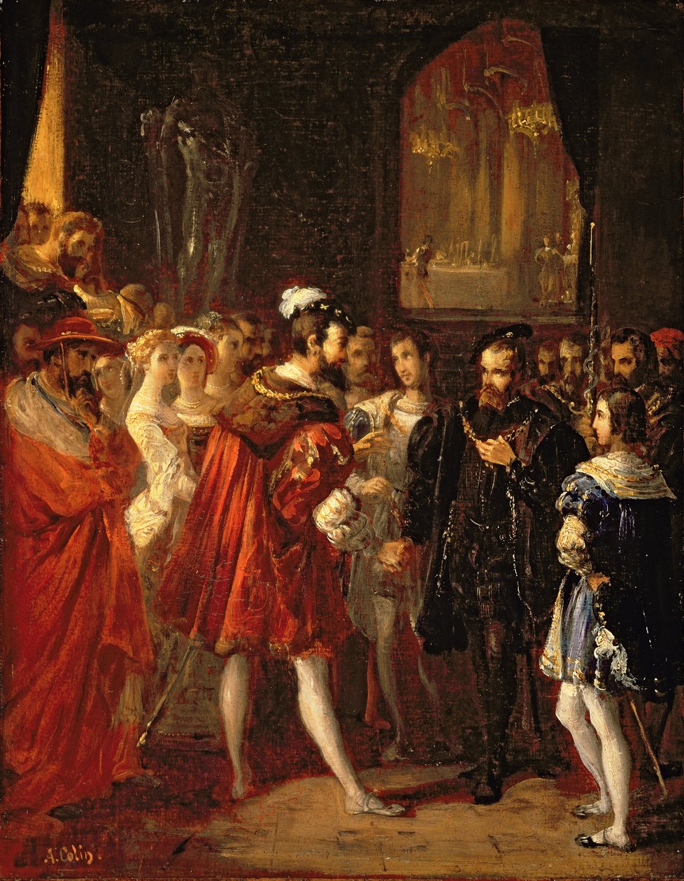 Charles V (1500-58) received by Francis I (1494-1547) at the Louvre by Alexandre Marie Colin