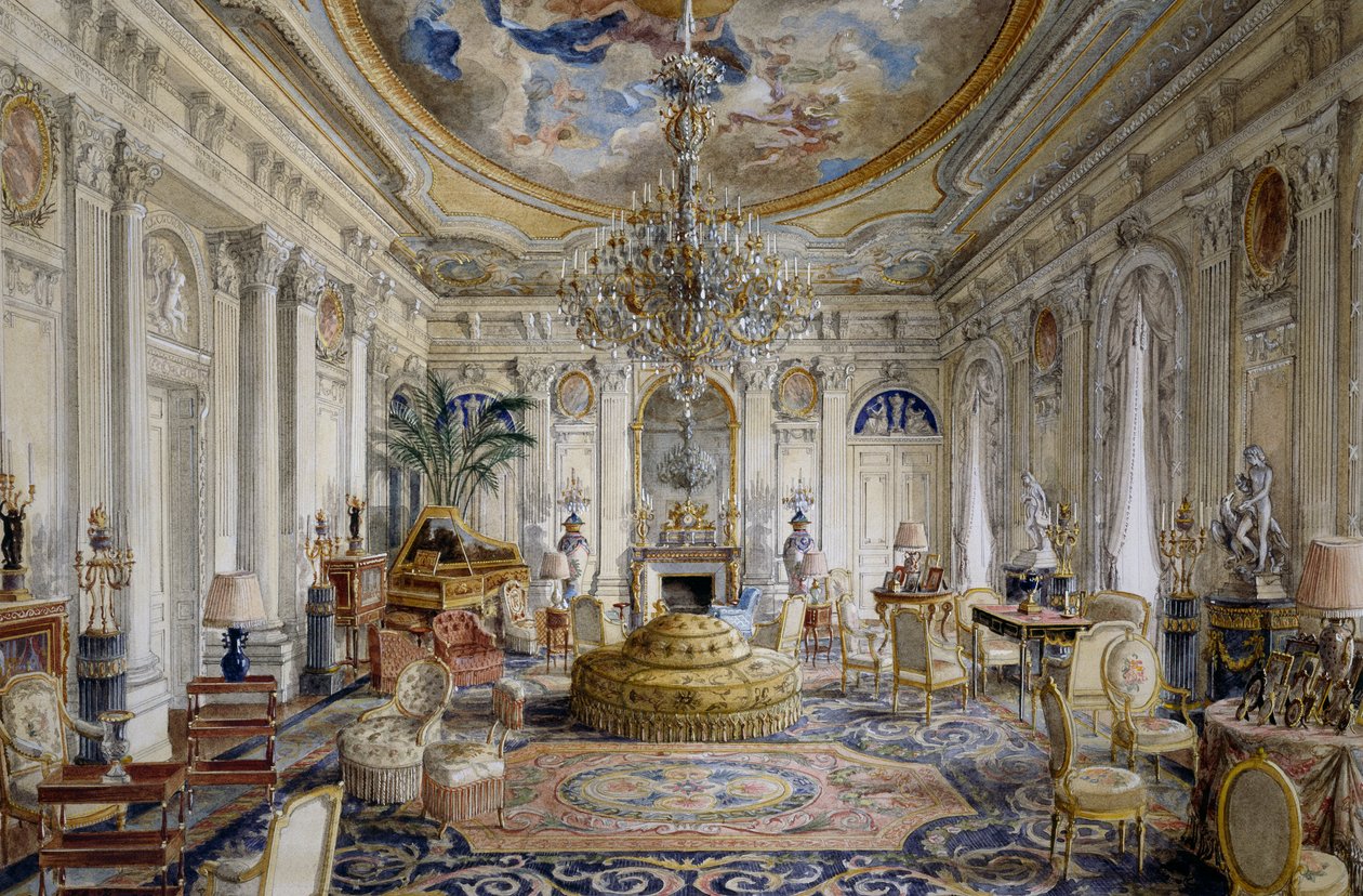 Large Hall or Louis XVI Style White Hall, Chateau de Ferrieres by Alexandre Serebriakoff