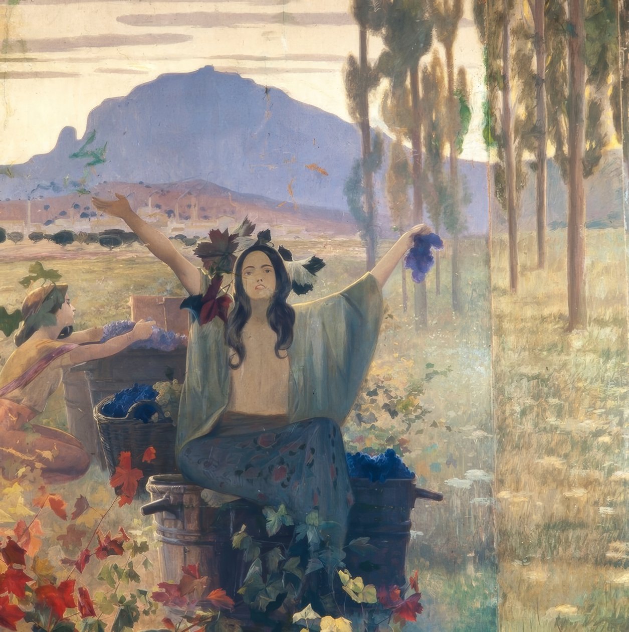 Panel Mural Representing Agriculture, Industry, and Export by Alexandre de Riquer