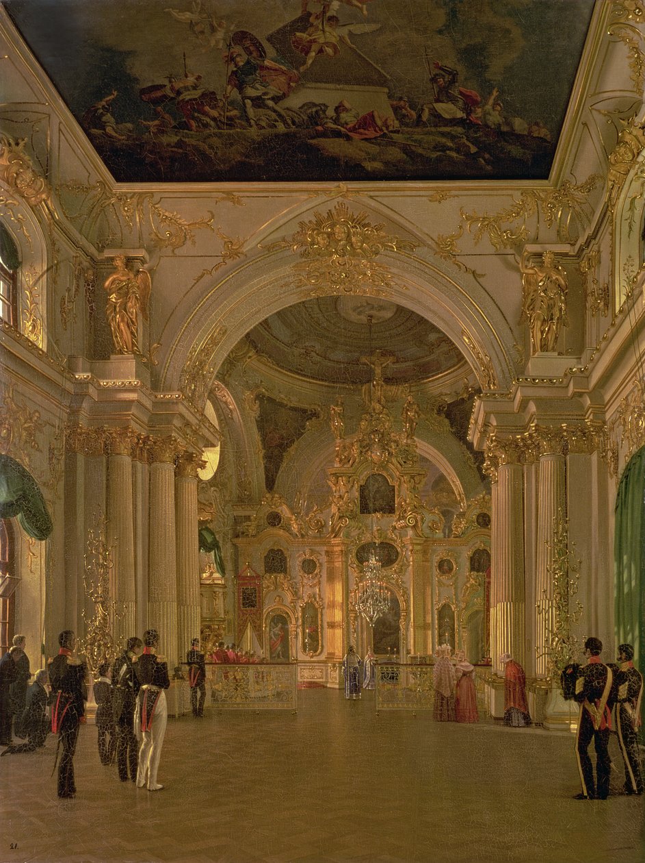 Interior of the Great Church in the Winter Palace, 1829 by Alexei Vasilievich Tyranov