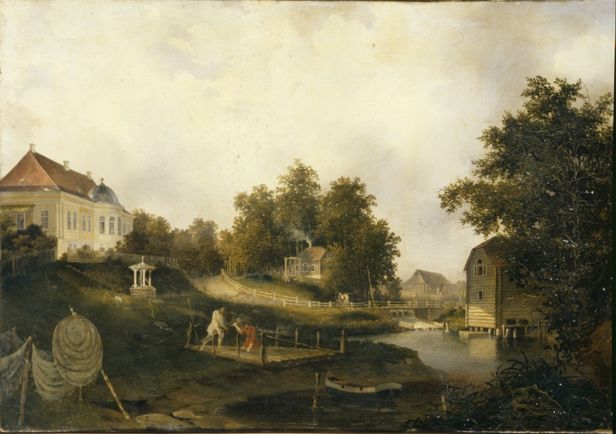 View in the Modest Rezvois country estate Marienhof near Petersburg by Alexei Yakovlevich Voloskov