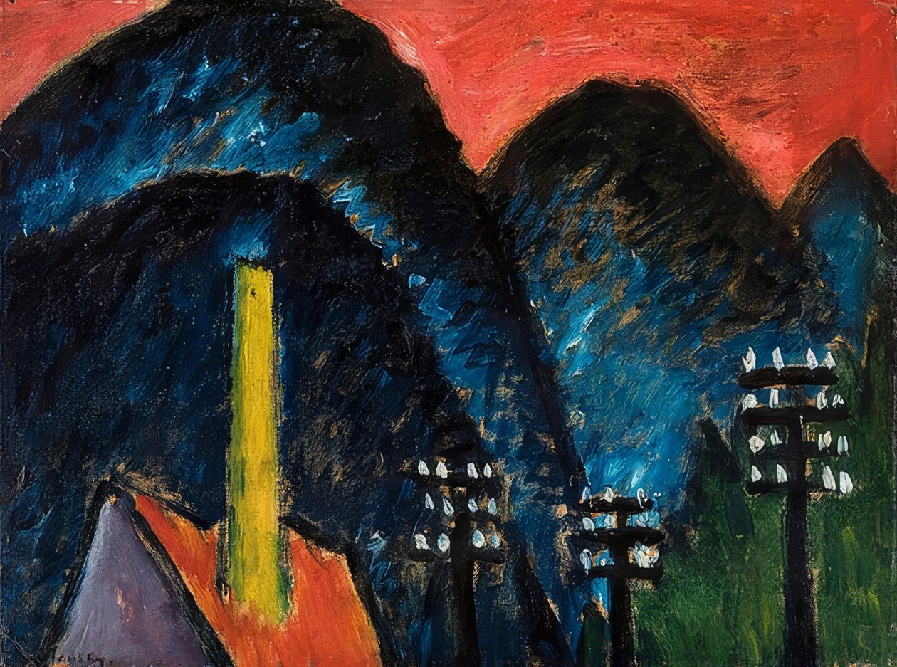 Blue Mountains (Landscape with Yellow Chimney) by Alexej von Jawlensky