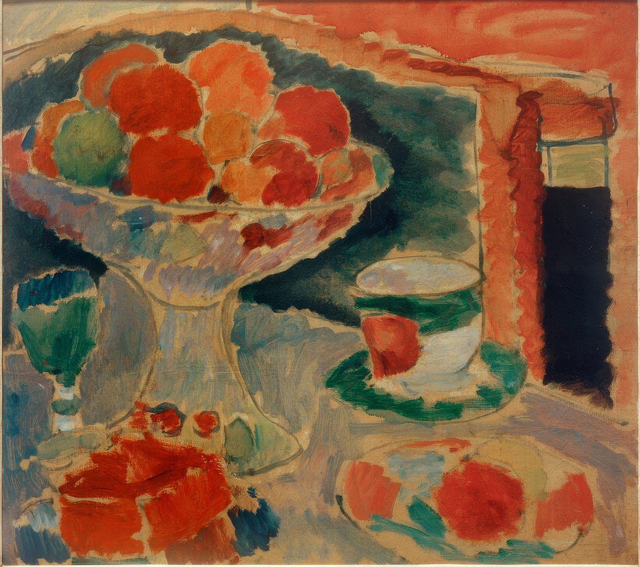 Stillleben mit Obstschale, böhmischem Glas und Empire-Tasse von Alexej von Jawlensky