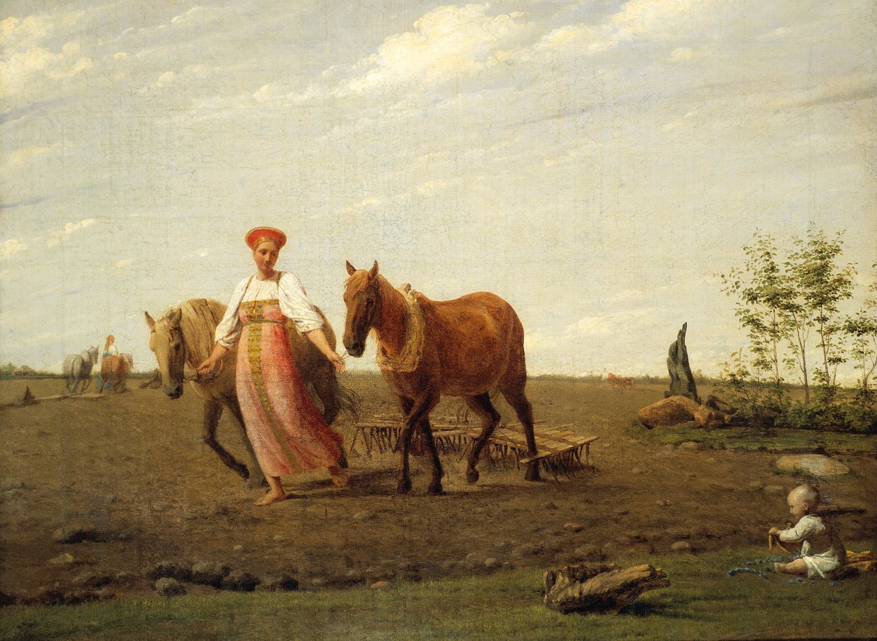 In the Ploughed Field. Spring by Alexey Venetsianov