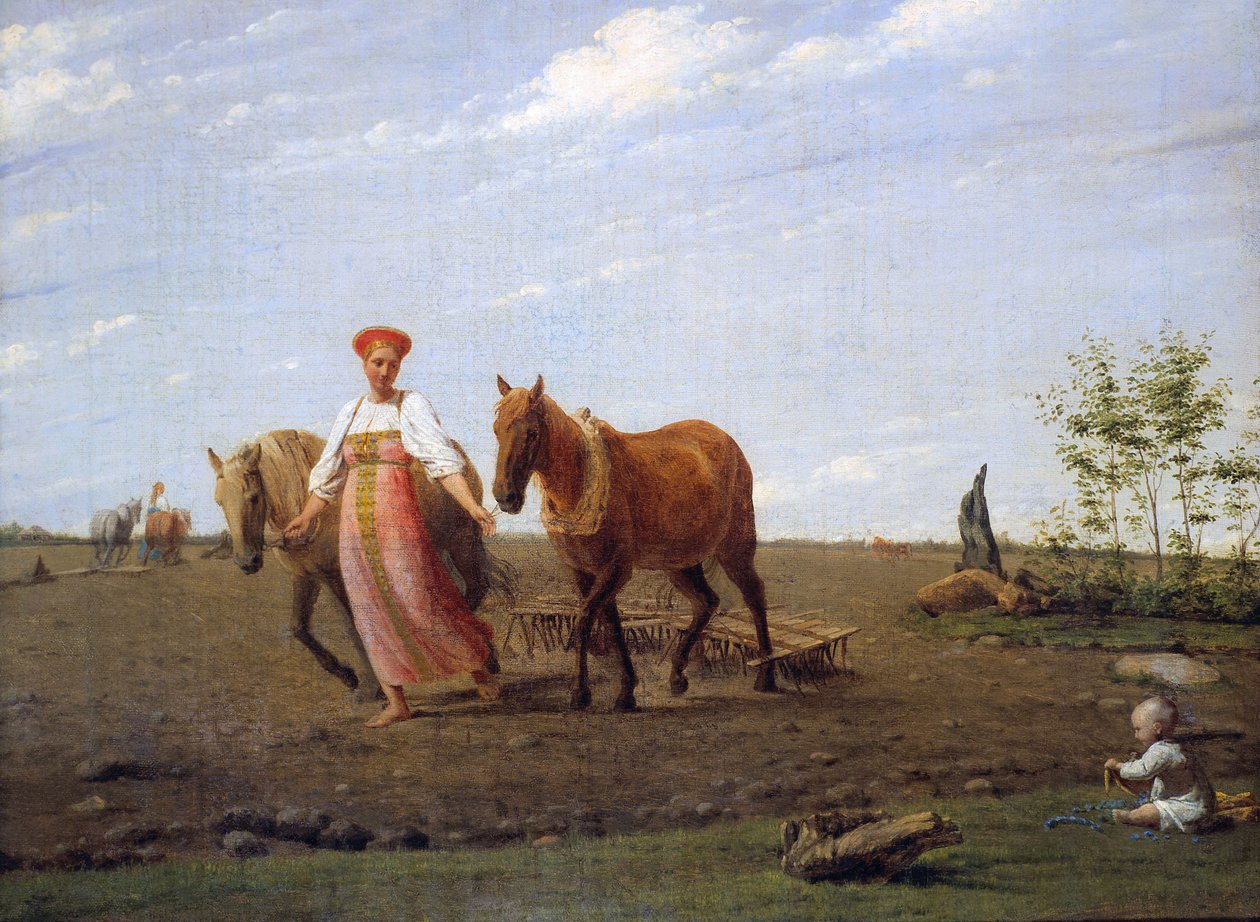 In the Ploughed Field. Spring by Alexey Venetsianov