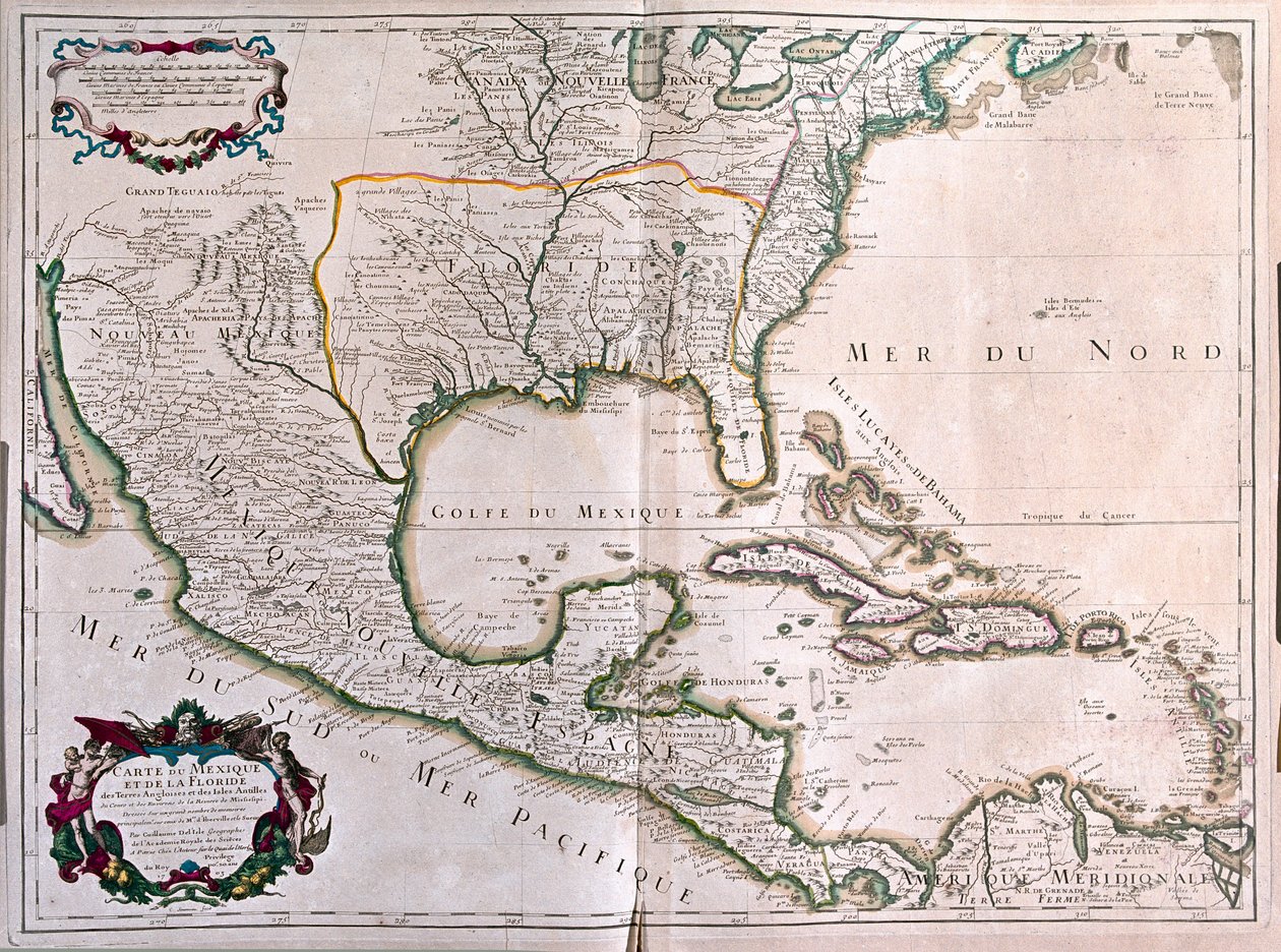 Mexico and Florida by Alexis Hubert Jaillot