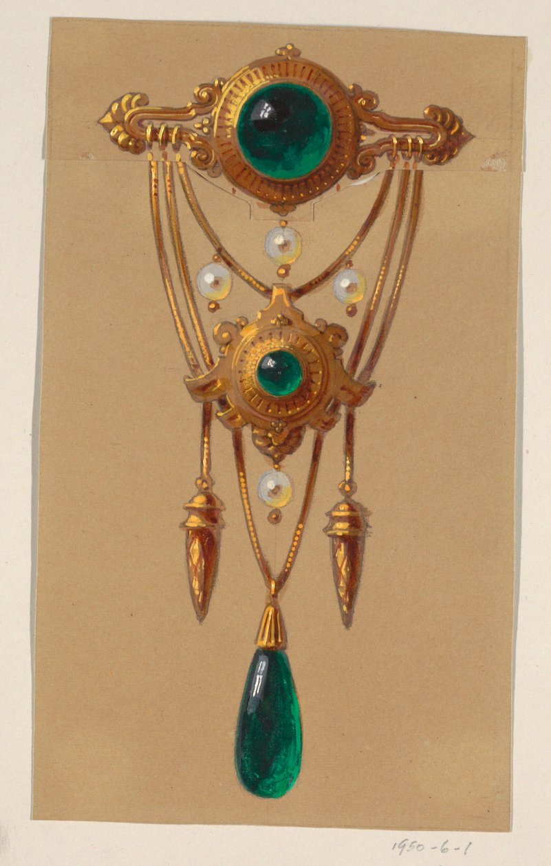 Design for a Gold and Cabochon Gem Brooch by Alexis Falize