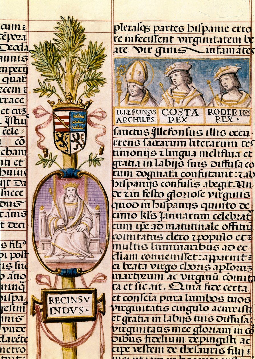 Portrait of Flavius Recceswinth, King of the Visigoths of Spain from 653 to his death in 672, miniature in 