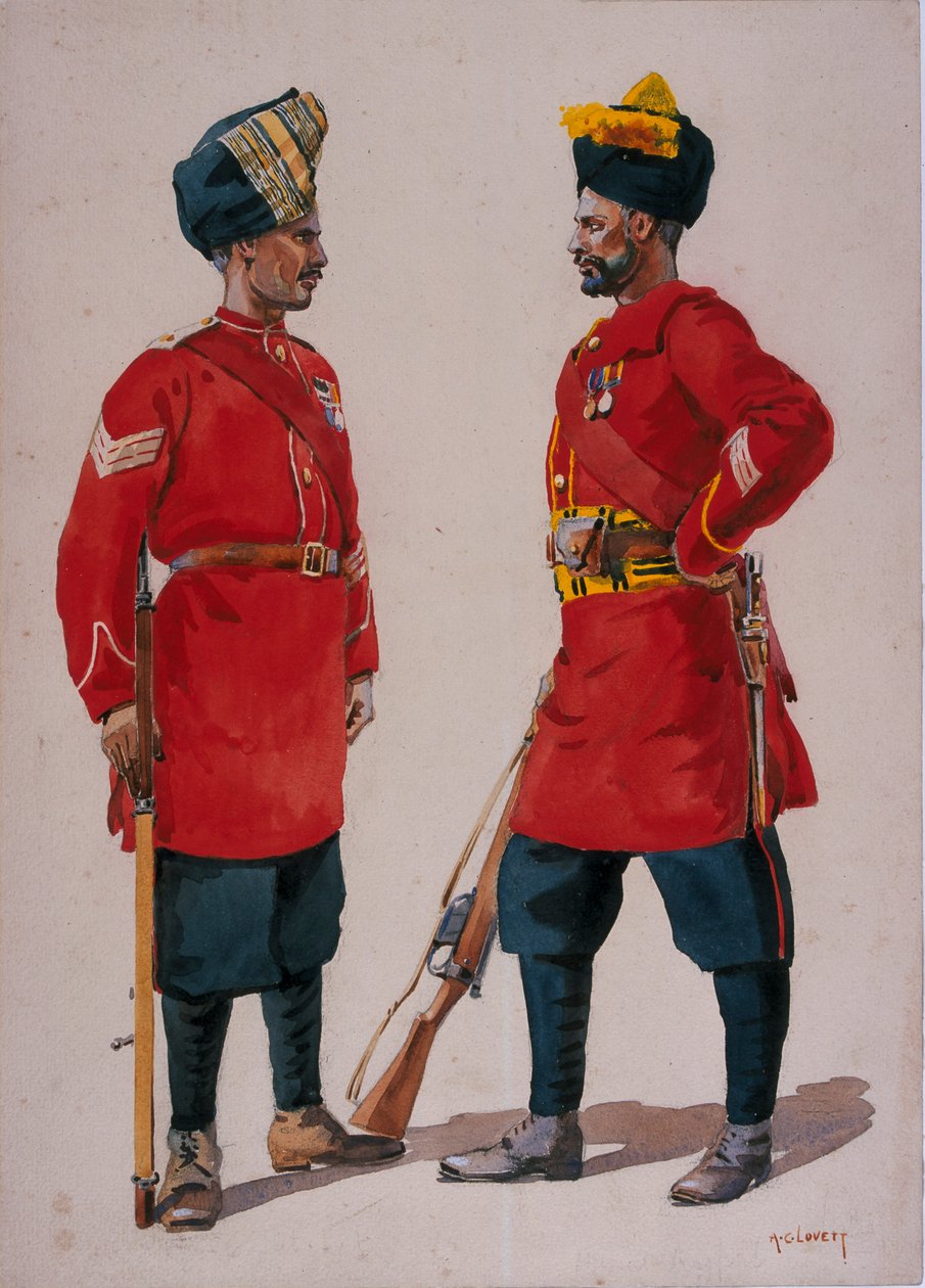 Soldiers of the 5th Light Infantry, Musalman Rajput and the 6th Jat Light Infantry, Jat Havildars, illustration for 