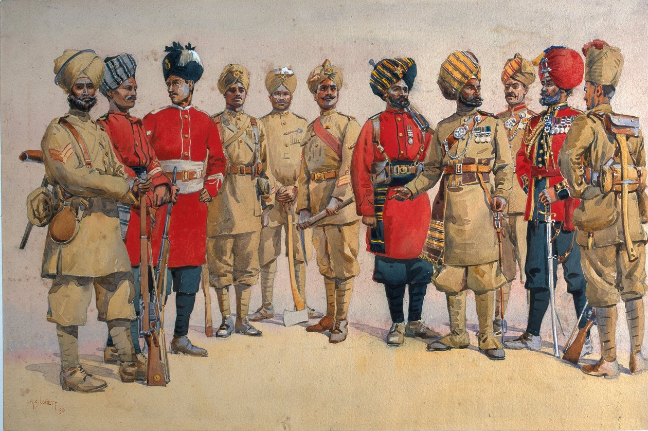 Soldiers of the Pioneer Regiments, illustration for 'Armies of India ...