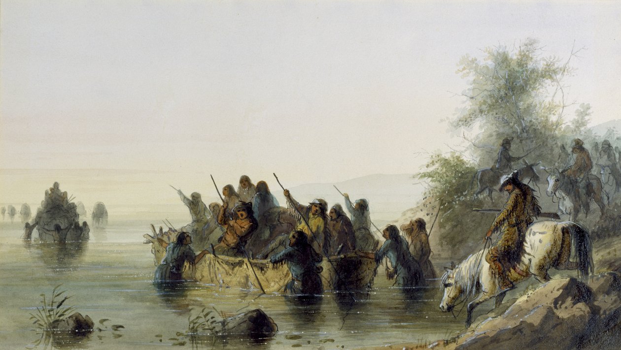 Bull Boating, 1858-60 by Alfred Jacob Miller