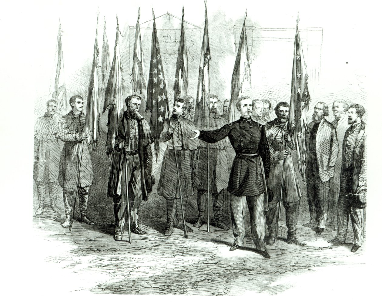 General Custer Presenting Captured Confederate Flags in Washington on October 23rd 1864 by Alfred Rudolph Waud