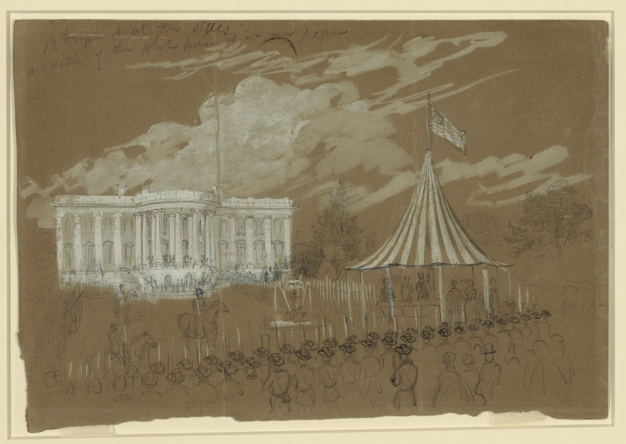 Flag Raising at the White House by Alfred Rudolph Waud