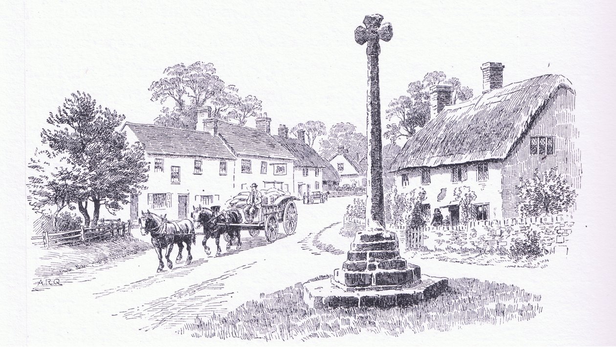 Crowcombe Cross, Somerset, from The Cottages and the Village Life of Rural England published by Dent & Sons Limited, 1912 by Alfred Robert Quinton