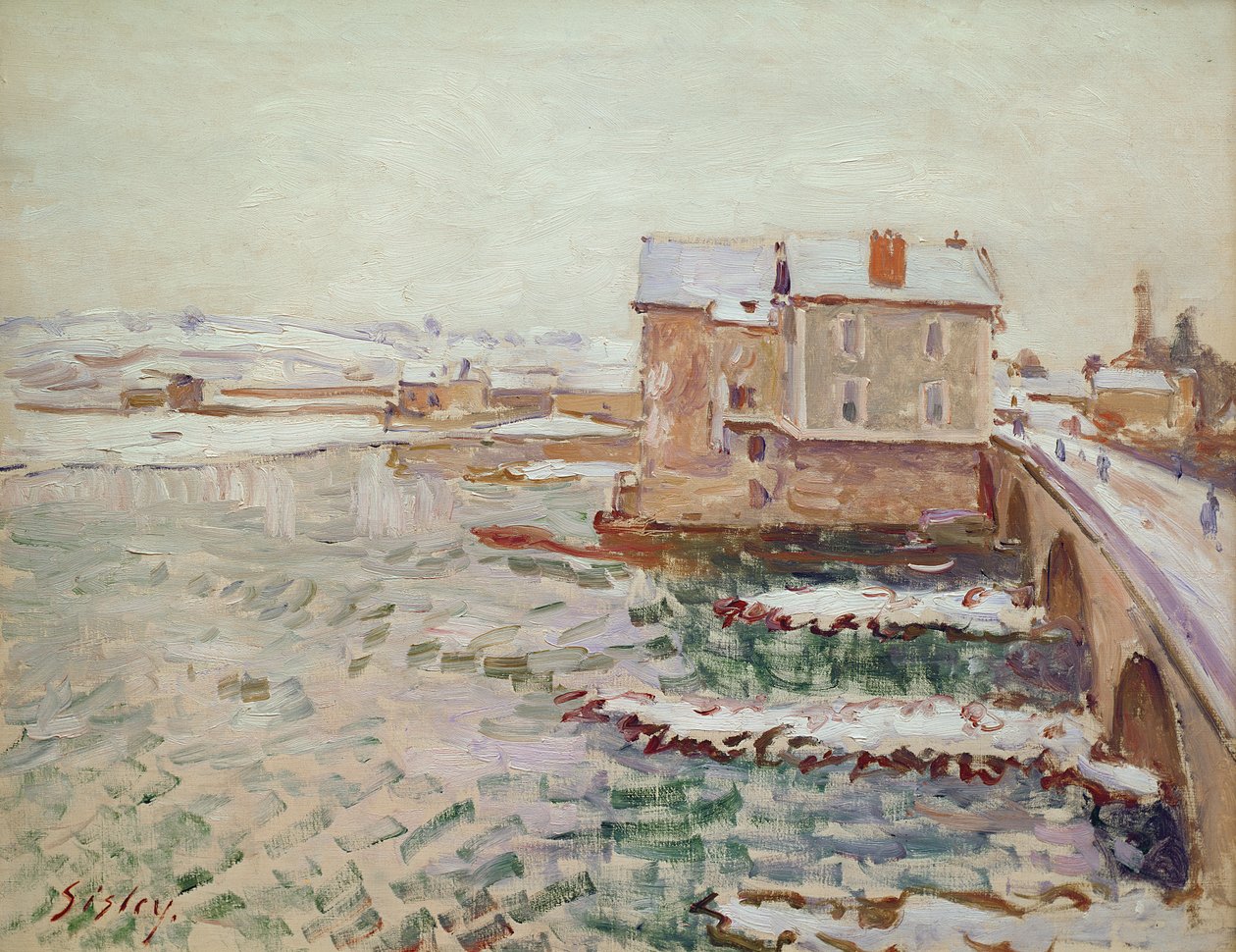 The Moret Bridge During the Winter by Alfred Sisley