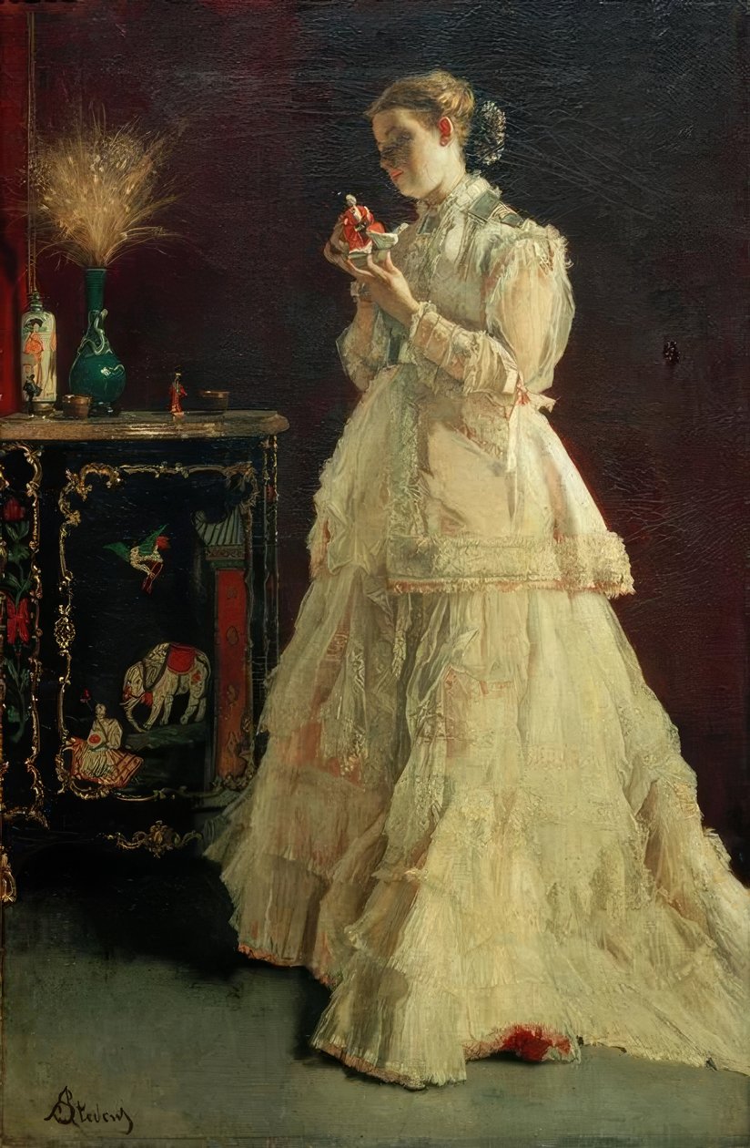 A. Stevens, The Lady in Pink by Alfred Emile Stevens