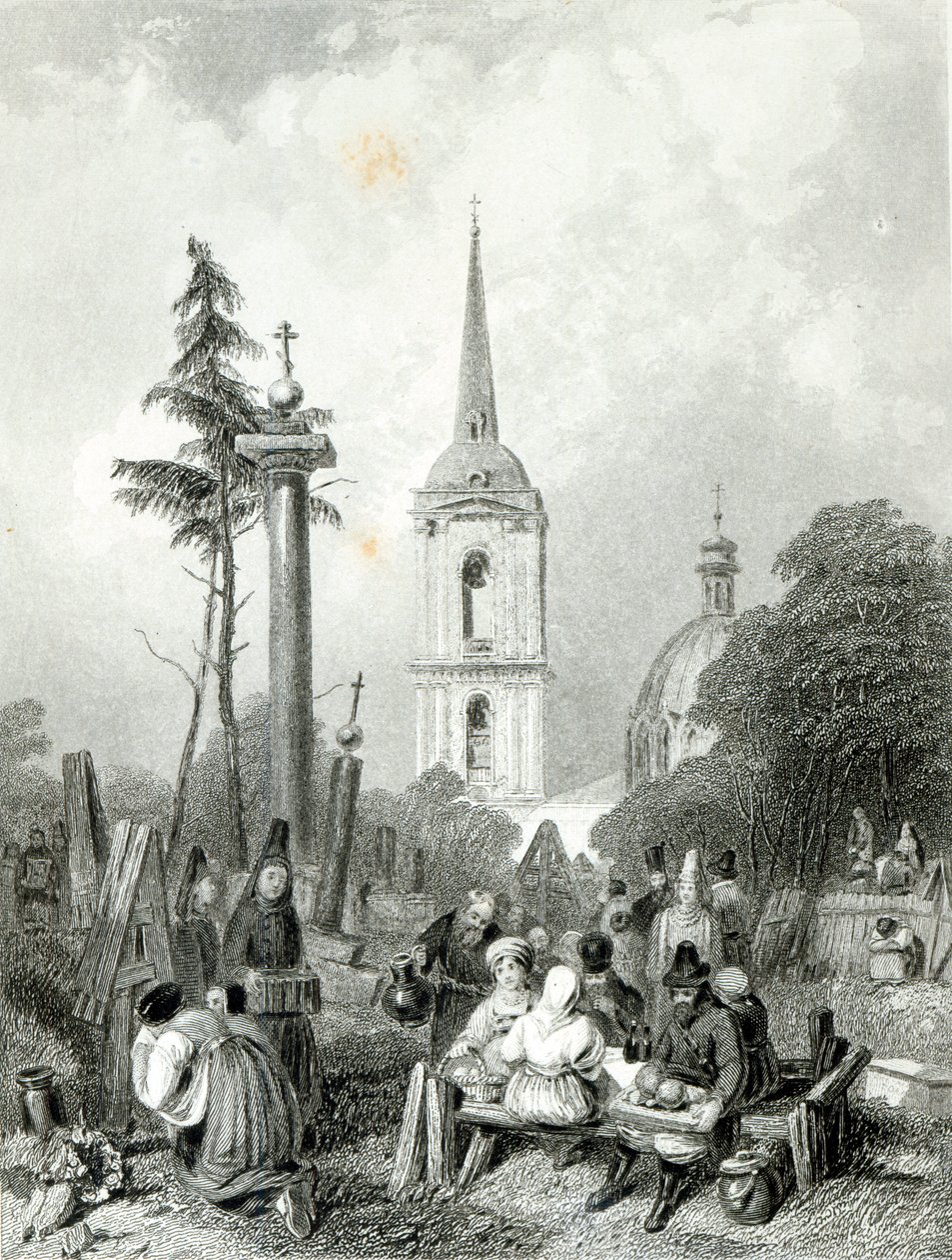 Cemetery of the Smolensko Church, engraved by E. Smith by Alfred (after) Vickers