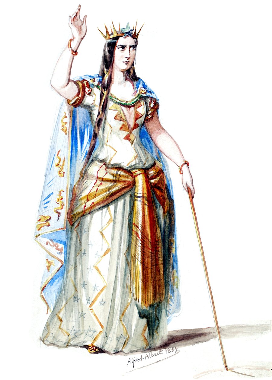 The Sorceress - Costume Designs - Mélusine, Countess of Lusignan, 1st Costume (retouched) by Alfred Albert