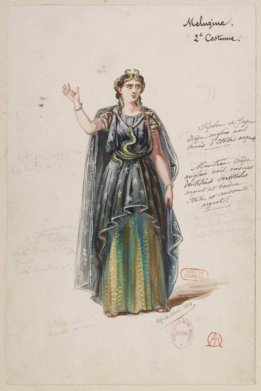 The Sorceress - Costume Designs - Mélusine, 2nd Costume by Alfred Albert