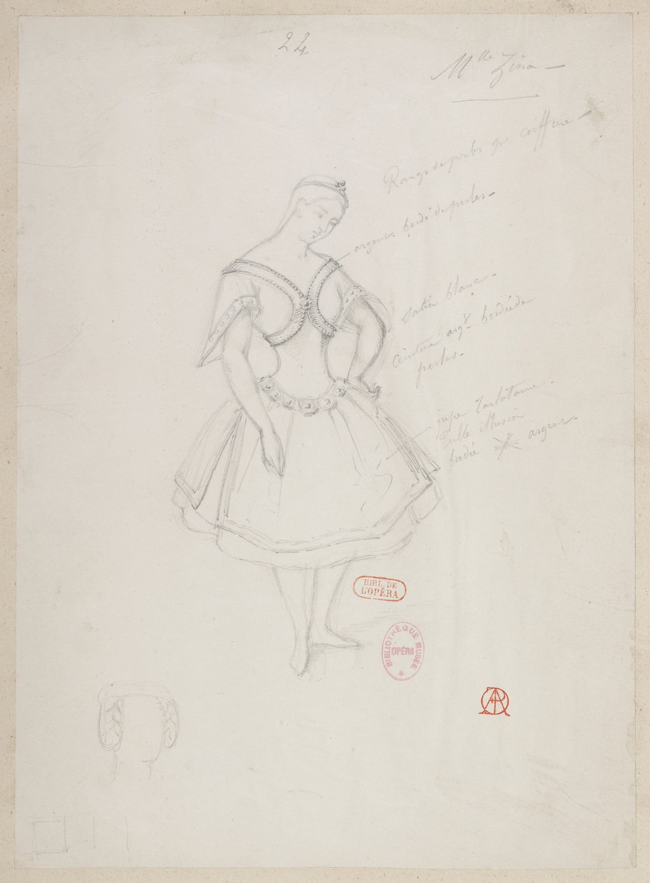 The Sorceress - Costume Designs - Mlle Zina, (pas de deux) by Alfred Albert
