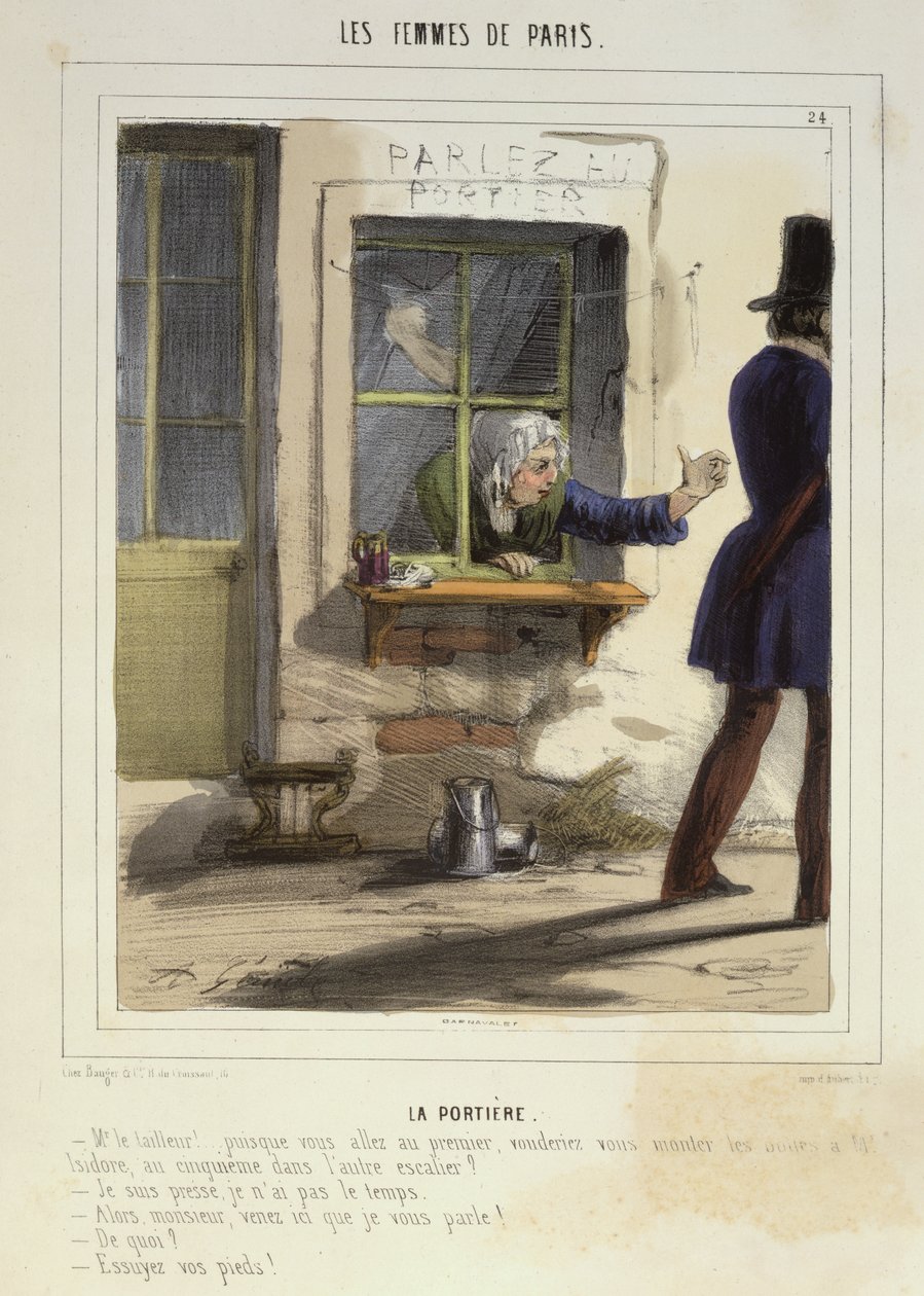 The Concierge, from Les Femmes de Paris, 1841-42 by Alfred Andre Geniole