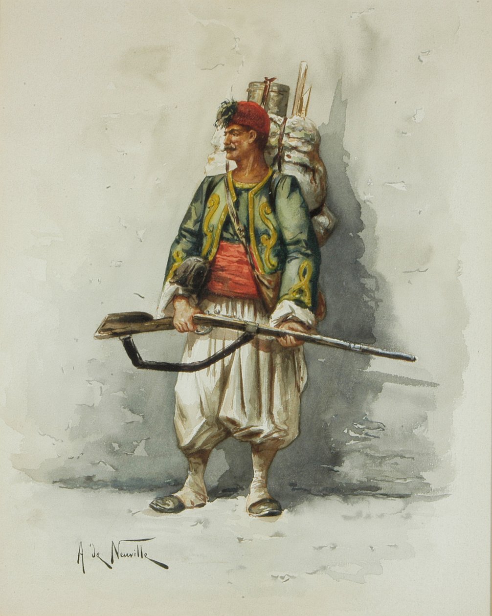 Military Figure by Alfred Brunel de Neuville