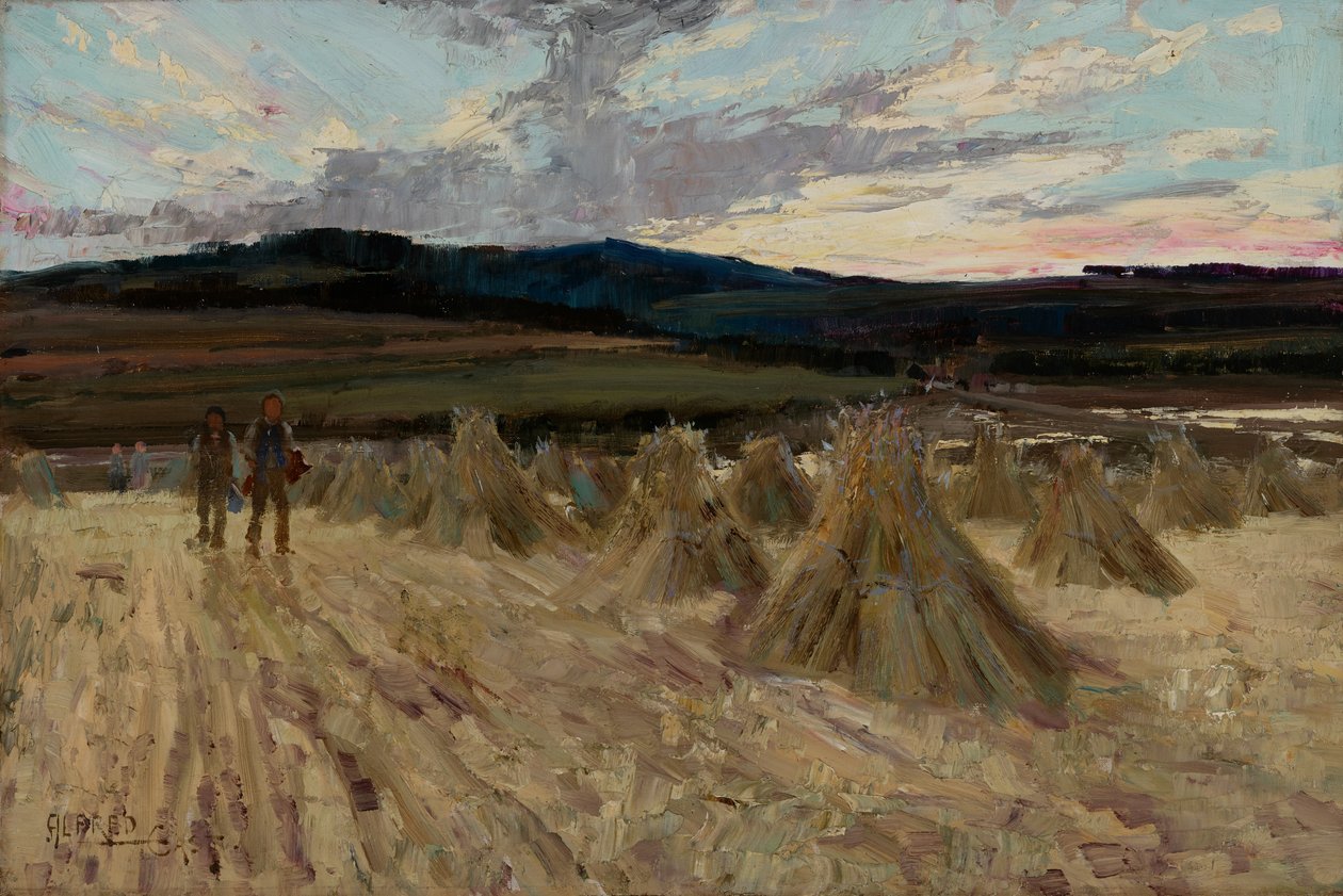 Harvesters at Sunset by Alfred East
