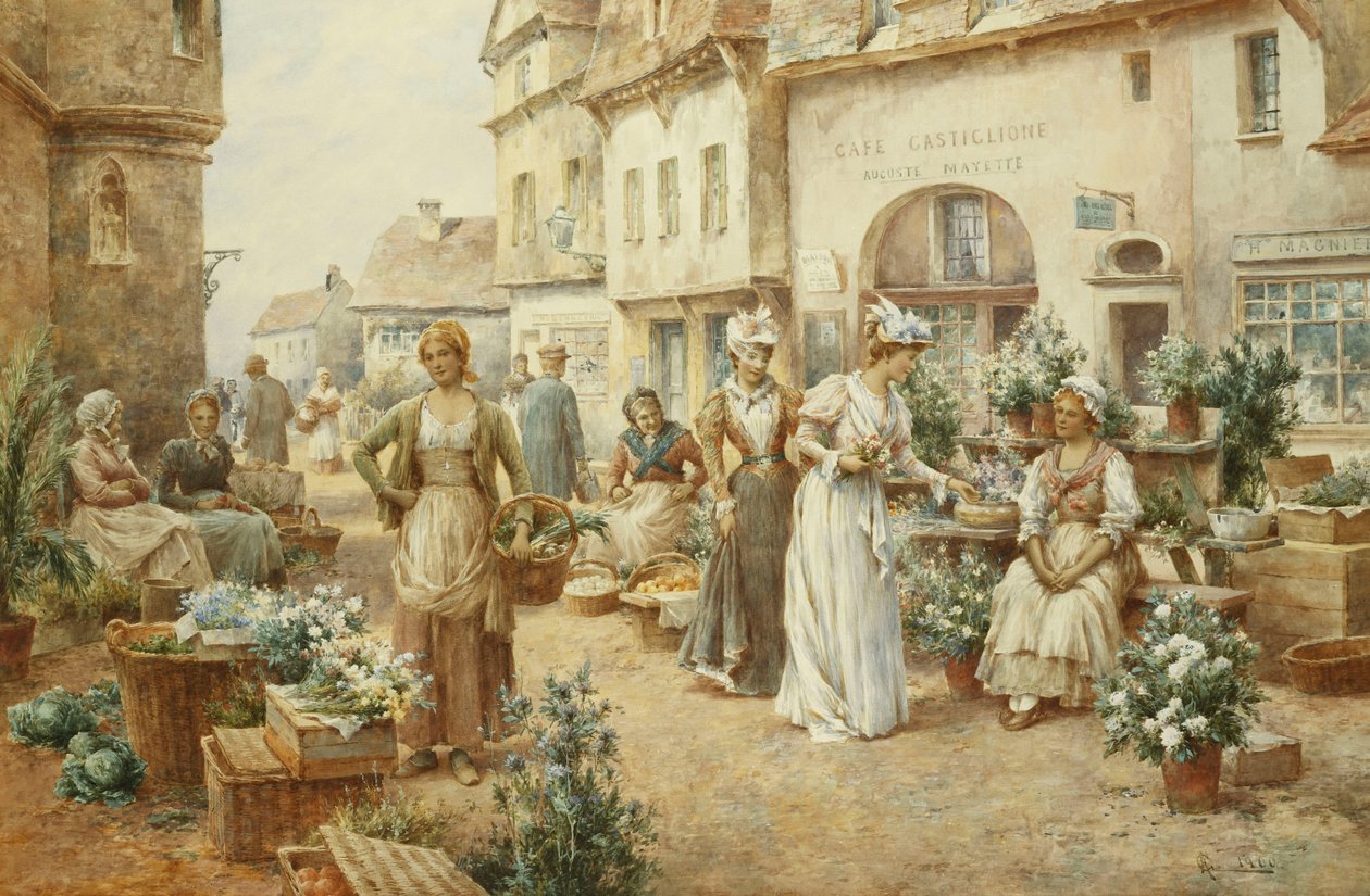 A Flower Market, France, 1900 by Alfred Glendening