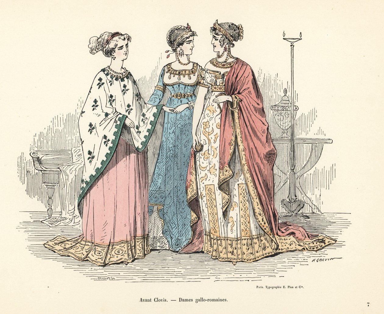 Costumes of Gallo-Roman women of the era before King Clovis I by Alfred Grevin