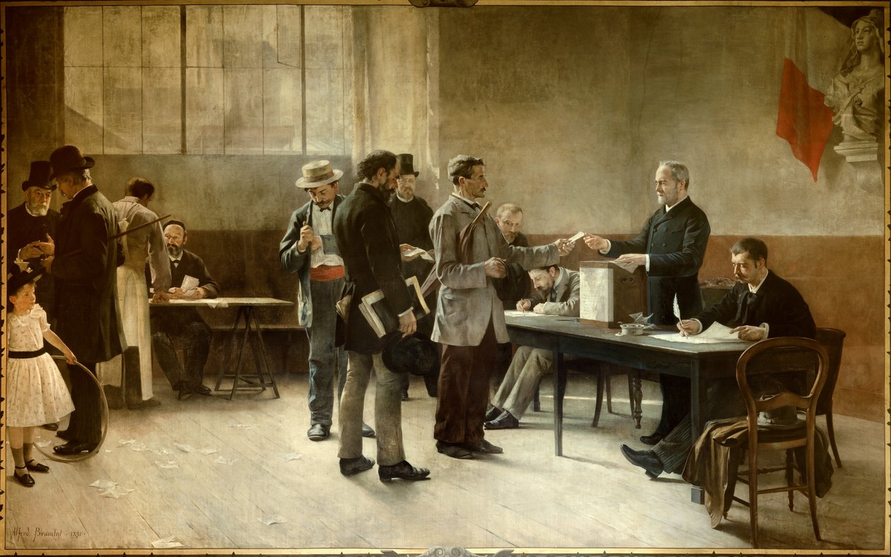 Universal Suffrage: A Polling Station in 1891 (1891) by Alfred Henri Bramtot
